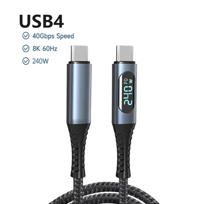 

USB4.0 8K Video 40Gbps cableThunderbolt 4 Type C to C Cable LED PD 240W Fast Charging Cable 8K@60Hz for MacBook Laptop Switch