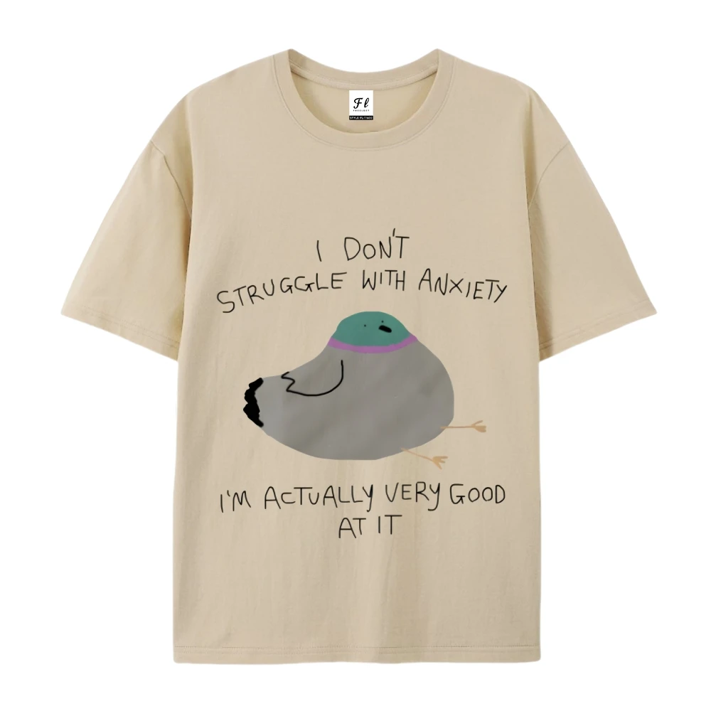 Nie walczę z niepokojem Śliczna koszulka z grafiką gołębka Letnia koszulka męska damska Unisex Top Odzież z krótkim rękawem