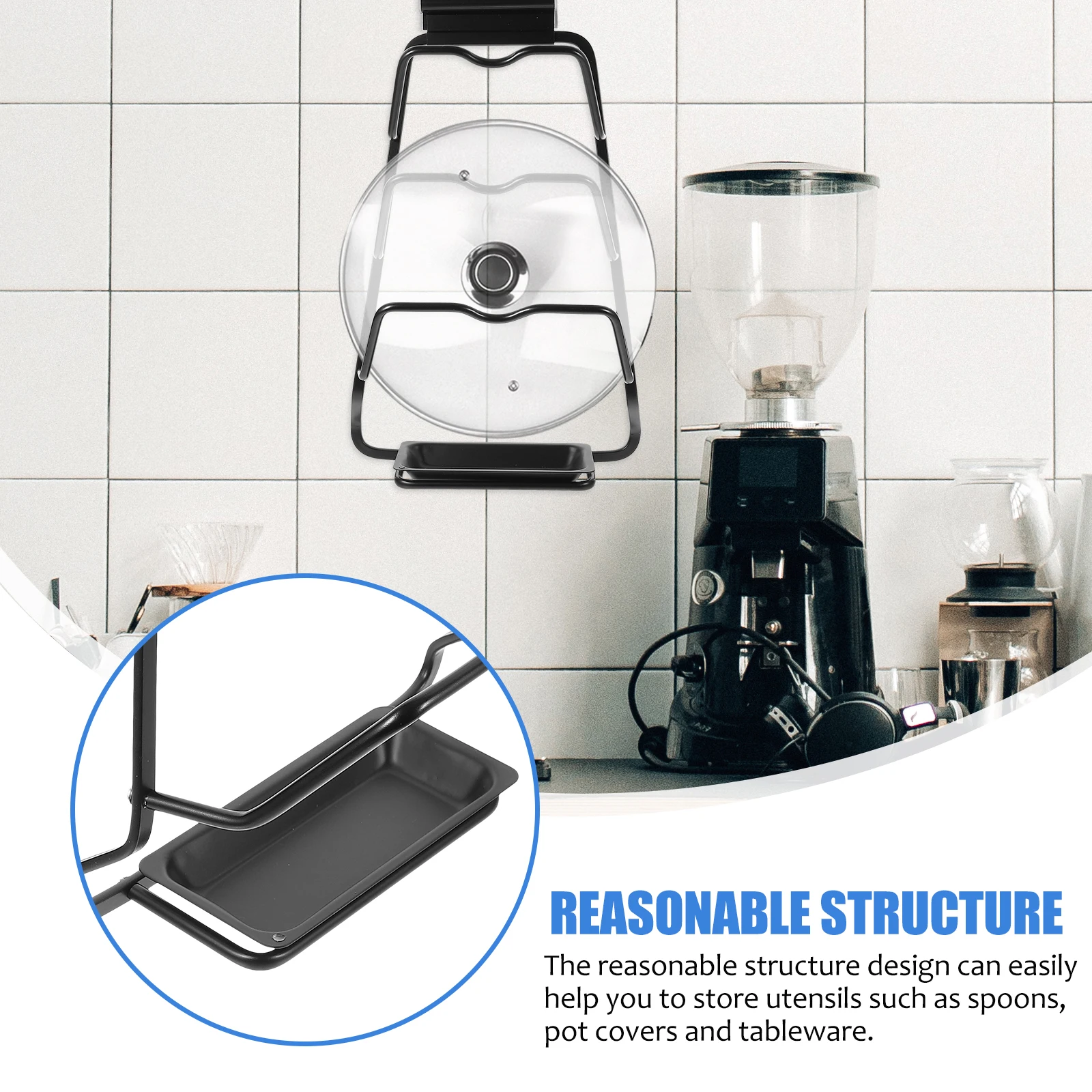 

2 Pieces Pot Lid ganizer Black Wear Resistant Kitchen Cabinet Holder Delicate Rack Storage Spoon Rest utensil St Household