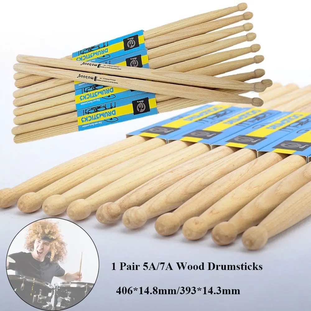

1 Pair New 5A/7A with Non-Slip Handles Plastic Drum Sticks Musical Instrument Wood Drumsticks Percussion Tool