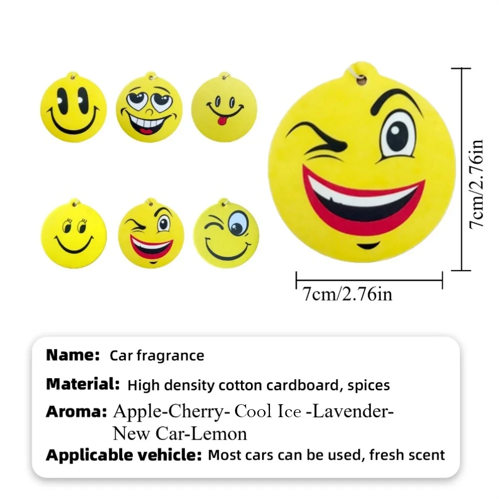 Smiley-Shaped Car Air Fresheners Are Hung on the Rear-View Mirror of the Car for Decoration. They Come in Six Scents