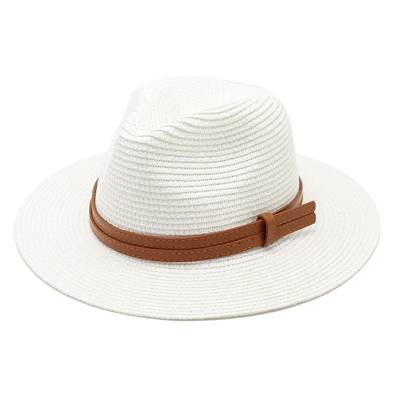 

New Straw Hat For Women Men Summer Wide Brim Sun Protection Beach Cap Panama Fedora Jazz Hat