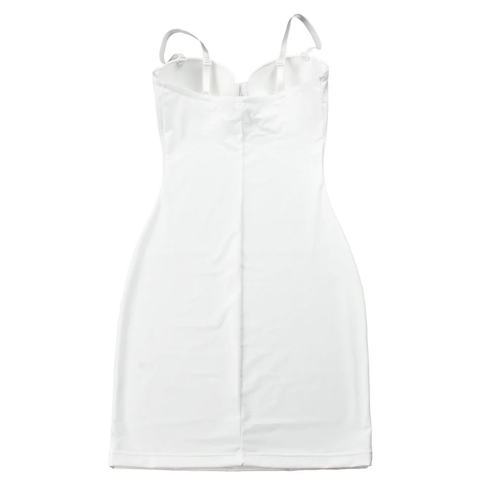 Kurze Bodycon Kleid Backless Dünne Riemen Feste Casual Sexy Ärmellose Sommer Hohe Taille Club Dünne Mini Kleider Damen Grundlegende – Detail 23