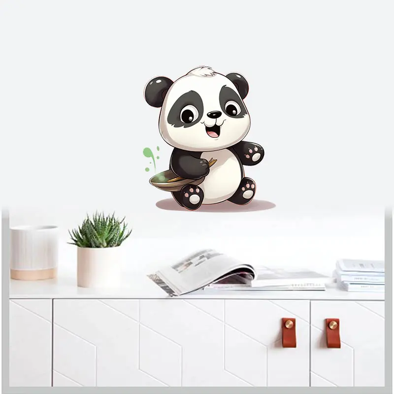 M447 Cute Panda Animal Wall Sticker Kids Room Background Home Decoration Mural Living Room Wallpaper Funny Decal