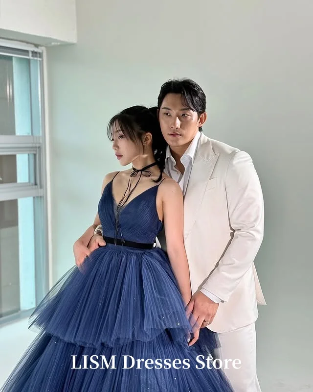 LISM Sweetheart Tiered Wedding Party Dresses Korea Photo Shoot Prom Gowns Corset Back Evening Dresses Customized 결혼식 드레스