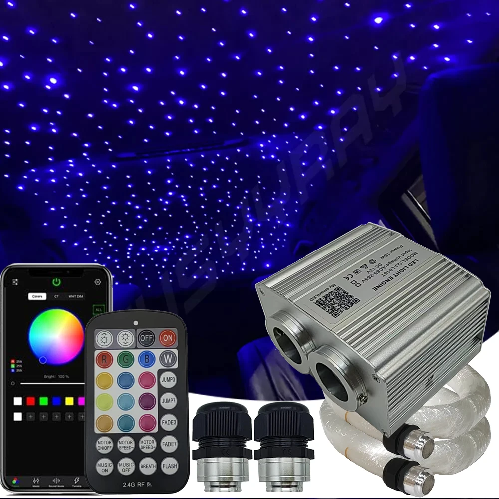 16w Starlight Headliner Kit Dual Ports Silver Twinkling RGBW DC12V For Car Truck Atmosphere Decoration Lighting