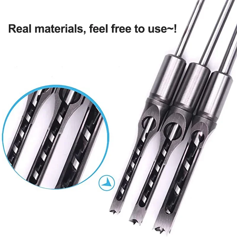 JUSTINLAU 1Pcs Woodworking Tools Twist Square Hole Drill Bits Auger Mortising Chisel Extended Saw For Wood Carving DIY Furniture