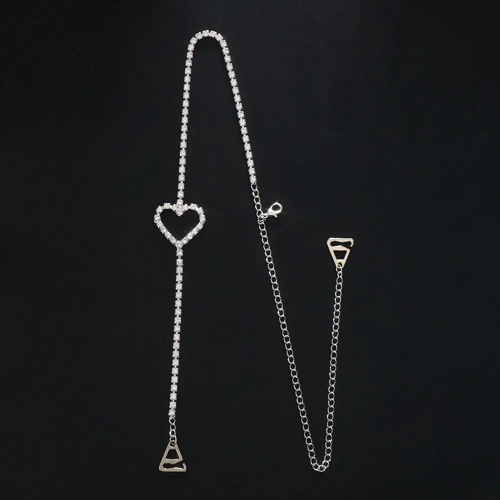 Sexy Heart Shoulder Strap for Bra Jewelry Women Dress Decoration Rhinestone Lingerie Strap Shoulder Chain Accessories Body Chain