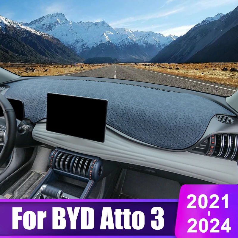 For BYD Atto 3 Yuan Plus 2021 2022 2023 2024 EV Car Dashboard Cover Instrument Desk Sun Shade Non-slip Pad Leather Accessories