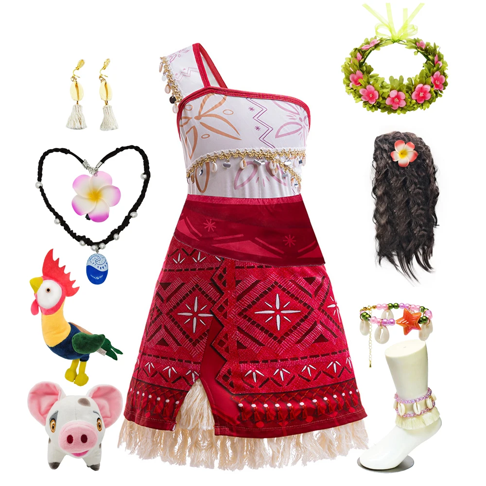 Disfraz de Moana para niñas, vestido de verano para fiesta de Halloween, disfraz de aventura, ropa de princesa elegante para niños