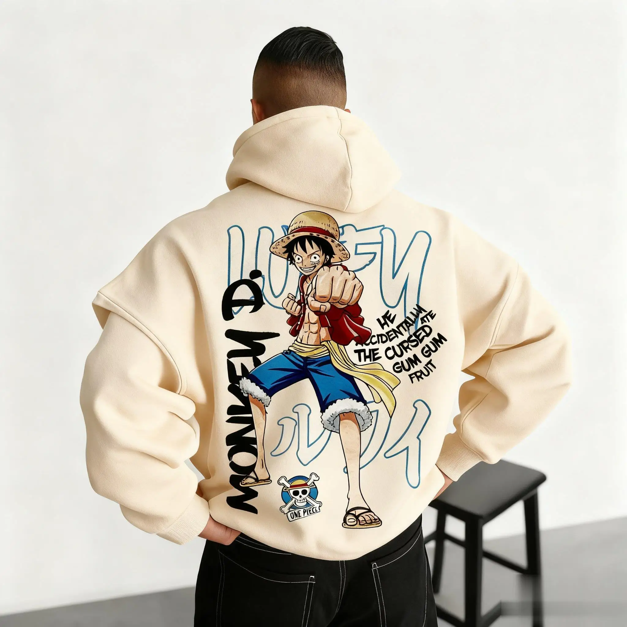 

Bandai 2026 New Large Retro One-Piece Zoro Anime Print Fashion Men's Sweater Warm Parent-Child Large Size Loose Top Long Sleeve