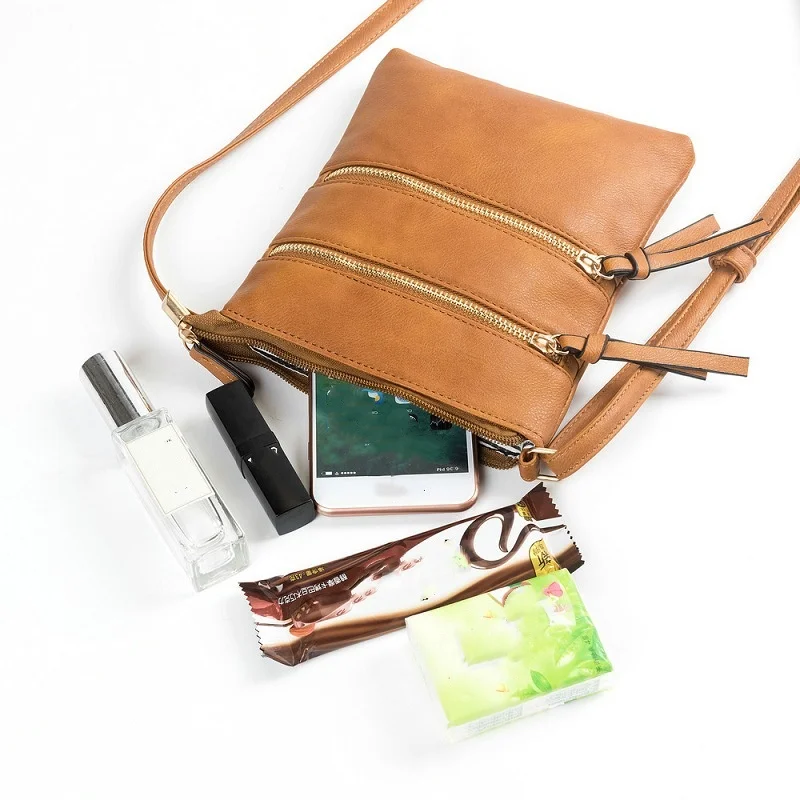 

1Pc Casual Multifunctional Pocket Double Zipper Vertical Bag Fashion Shoulder Bag Large Capacity Personal Items Storage Bag