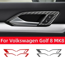 For Volkswagen VW Golf 8 MK8 2020 2021 Auto Inner Door Handle Decoration Frame Trim Cover Carbon Fiber Car Interior Accessories