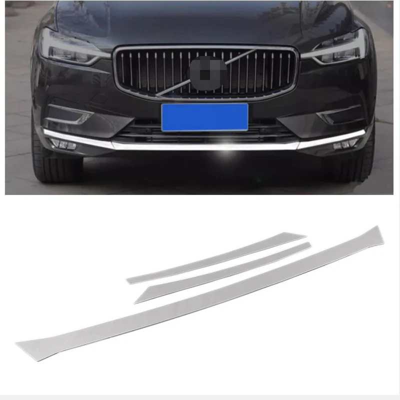 

For Volvo XC60 2018 - 2022 Exterior Accessories Front Lower Bumper Grille Grill Mesh Stripes Front Bottom Bumper Plate