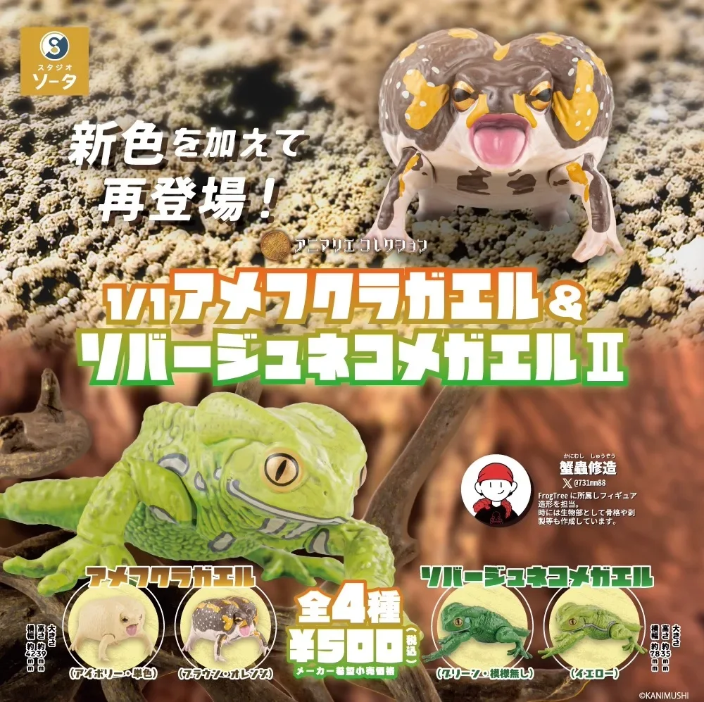 Japanse Echte Gacha Schaalmodel Simulatie Amfibie Kikker Emulatie Tafelblad Decoratie Action Figure Speelgoed