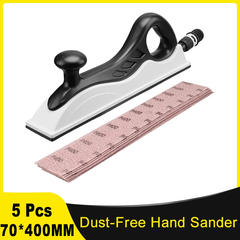 5 Pcs 70*400MM Dust-Free Hand Sander Grit 80-400# with Extraction Upgraded with Additional Length including Mesh Sanding Paper