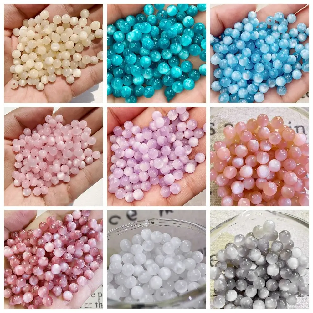 100pcs Easy To Use 6mm Colorful Loose Beads DIY Durable Round Glass Beads Resin Starry Sky DIY Handmade Accessories Girls Gifts