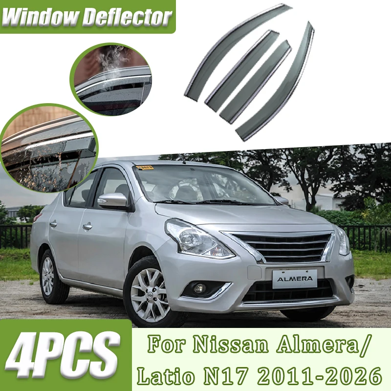 Козырек на боковые окна автомобиля для Nissan Almera Latio N17 2025, комплект кузова, аксессуары 2011-2026, защита от солнца, дождя, вентиляционный тент для бровей