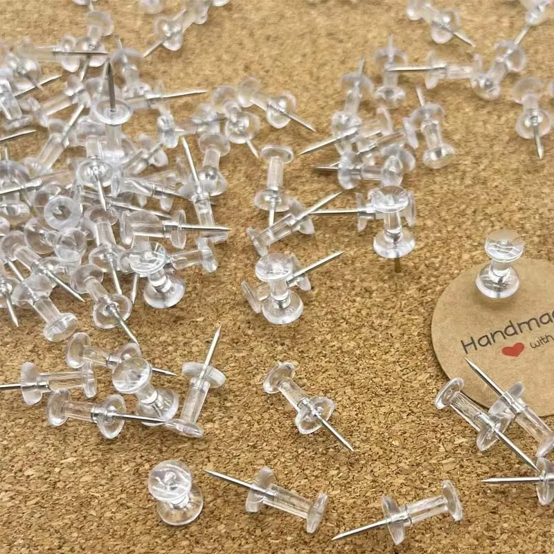 100 قطعة دبابيس ضغط شفافة واضحة جديدة من البلاستيك خريطة الرسم البياني دبابيس إشعار نشرة لوحة الفلين مسامير الإبهام