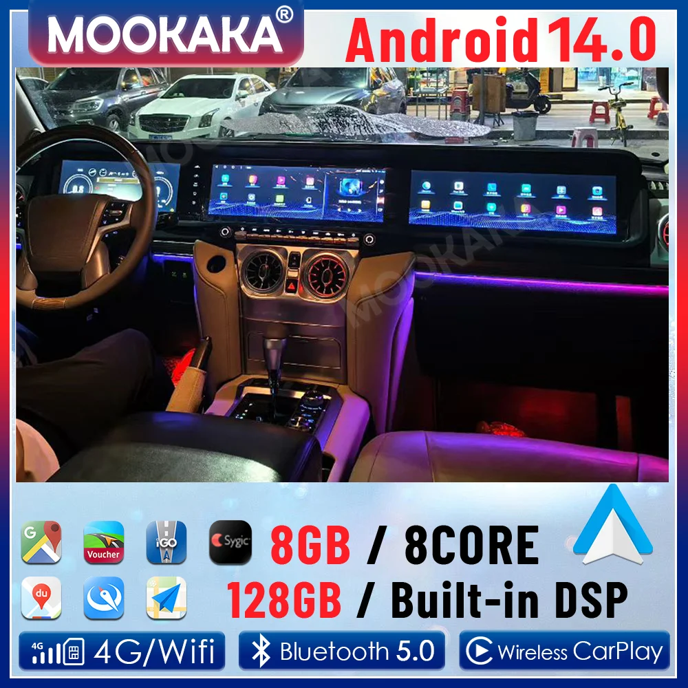 Radio para Auto con Pantalla Triple LCD Android 14 para Toyota Land Cruiser 200 LC200 2008-2015, CarPlay, 8+128G, Actualización a LC500