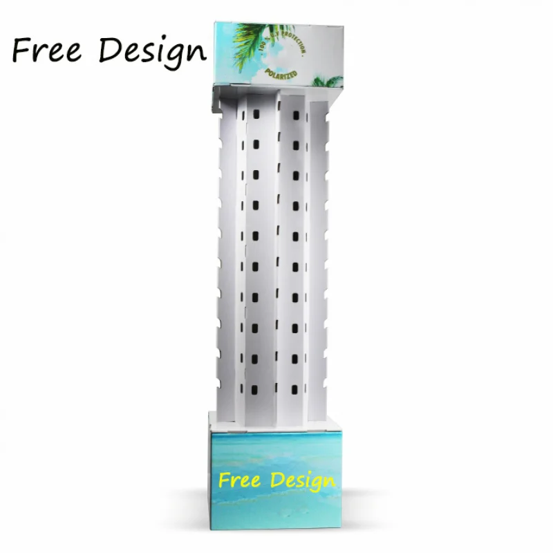 custom.Customize Modern Display Rack Luxury Design Corrugated Floor Rotating Cardboard Eyewear Display