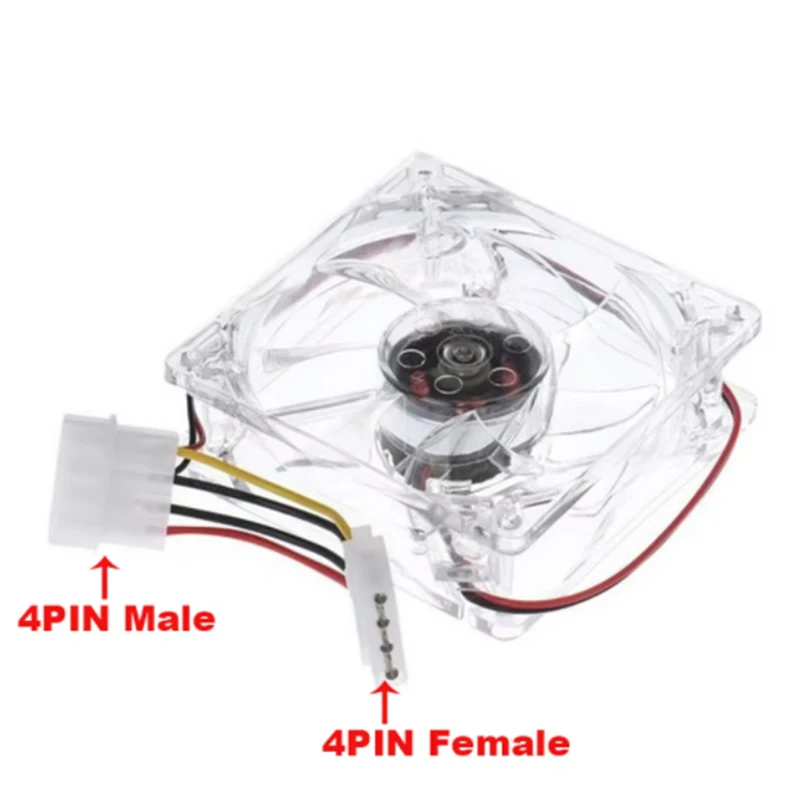 8025 Cooling Fan Transparent Shell 12V White 4p Interface With Color Light Oil Containing Version 80*80*25mm C1