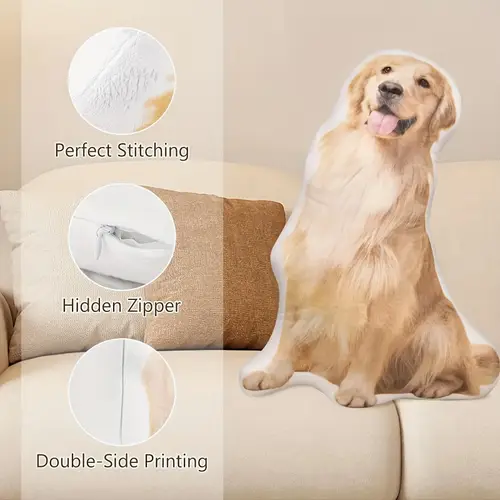 Customized Pet Photo Plush Pillow with Double-Sided Design, Featuring Soft and Cute Animal Pattern with Facial Image for Birthda - Image 6