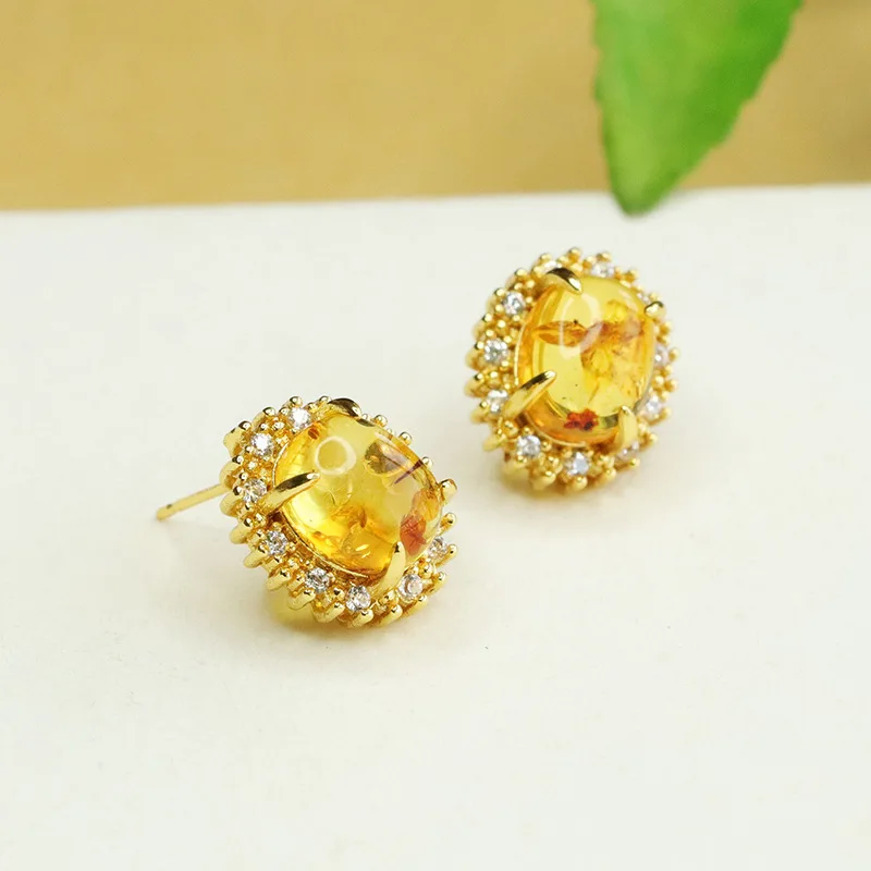 أقراط بيبالد العنبر الطبيعية قطرات الأذن زخرفة المجوهرات النسائية 3122104