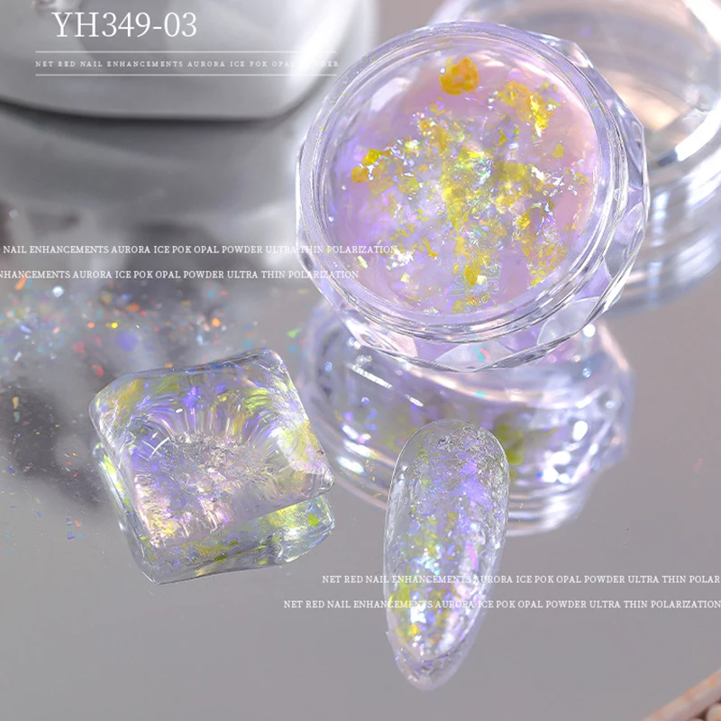 5Colors Aurora Opal 3D Nail Fakes Shiny Mermaid Irregular Broken Nail Glitter Sequins Yuki Chunky Aurora Polarized Sequins 0.5g