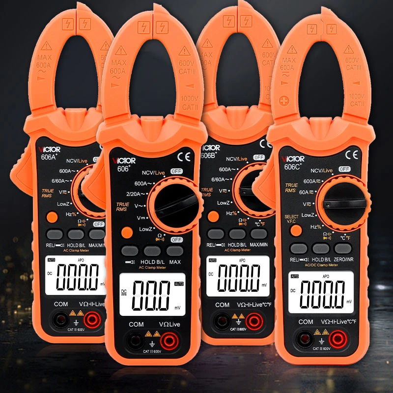 VICTOR 606A+ digital AC DC 600V 600A true rms clamp meters 6mF 60M ohm with max. value Low voltage warning NCV Live multimeters