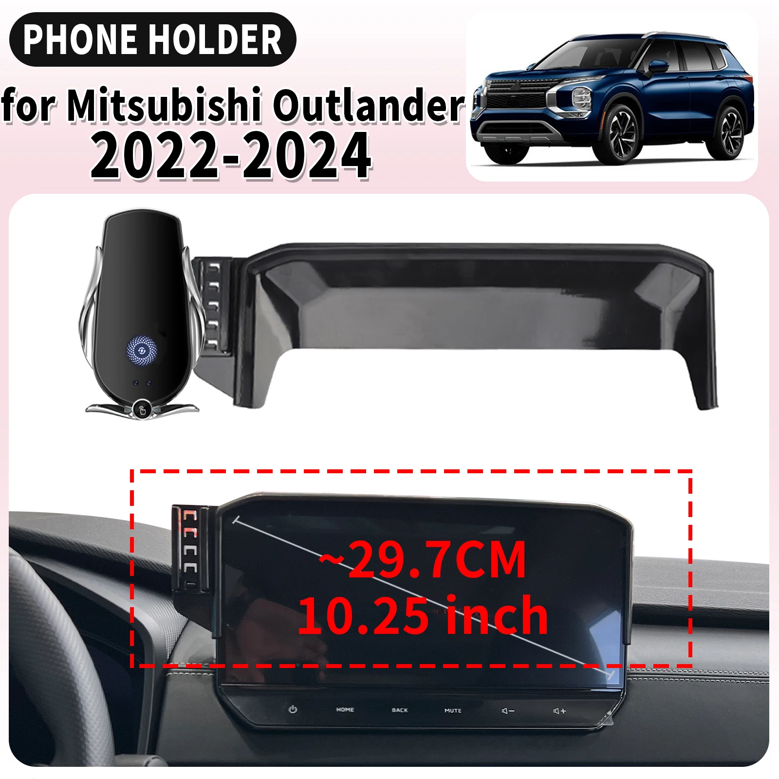 

fit for Mitsubishi Outlander 2022 2023 2024 (10.25in) Screen Base Mount Phone Holder Dedicated Clip-On Navigation Bracket Car