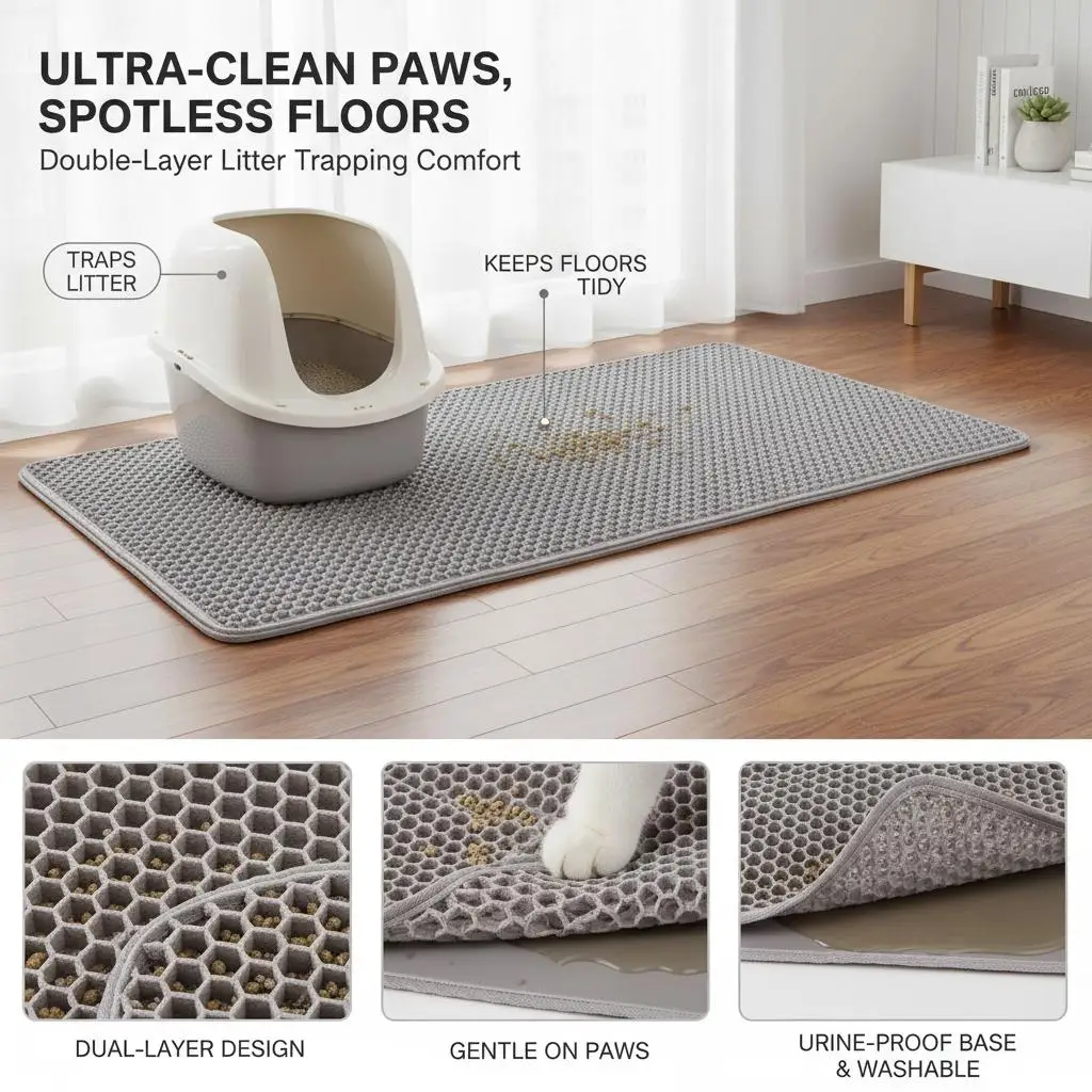

Коврик-фильтр для мочи Honeycomb Sifting Pad 30 x 24 дюйма для гостиной, спальни, для использования в помещении, двухслойный, большой, моющийся, складной дизайн, защита от мочи