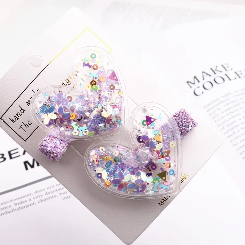 2-4 pz/lotto Glitter Heart Barrettes fermagli per capelli accessori per capelli per ragazze Twinkle Paillette Hairgrips paillettes forcina per