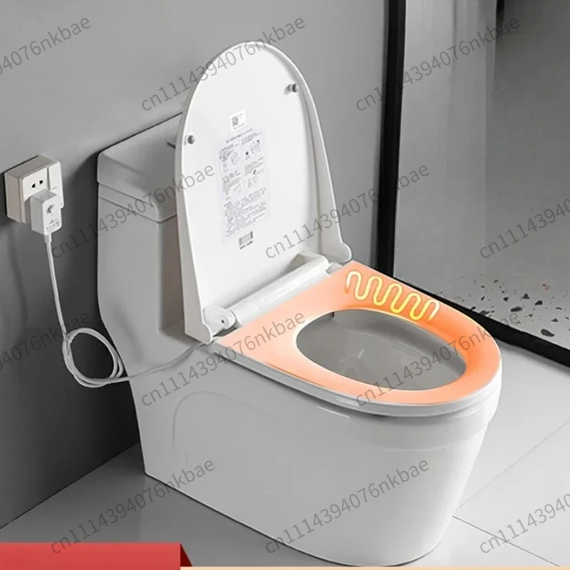 4-Level Adjustable Heated Toilet Seat, Waterproof Leakproof Antibacterial U/V Shape Warm Toilet Lid Cushion