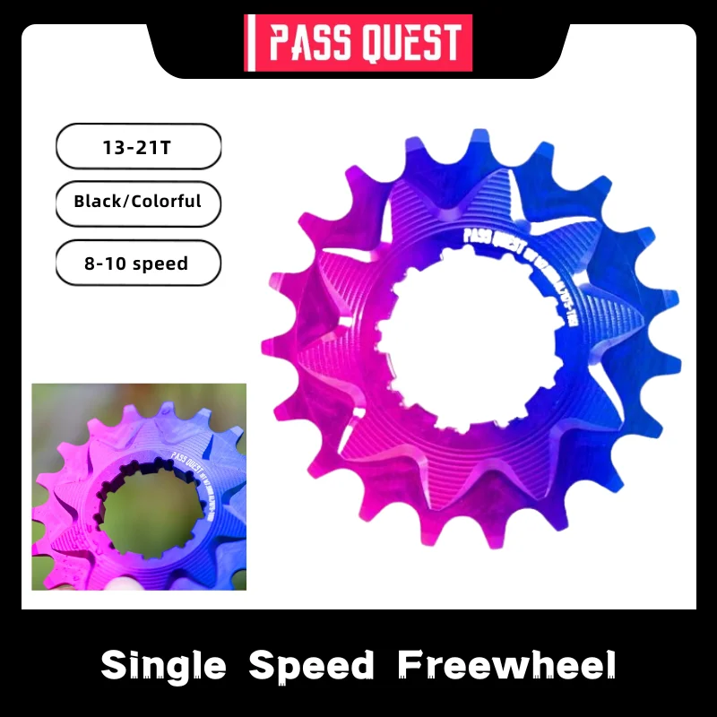 PASS QUEST Bicycle Single Speed Flywheel 13-21T Black/Colorful Modified Street Climbing Flywh For 8/9/10 Speed Chain