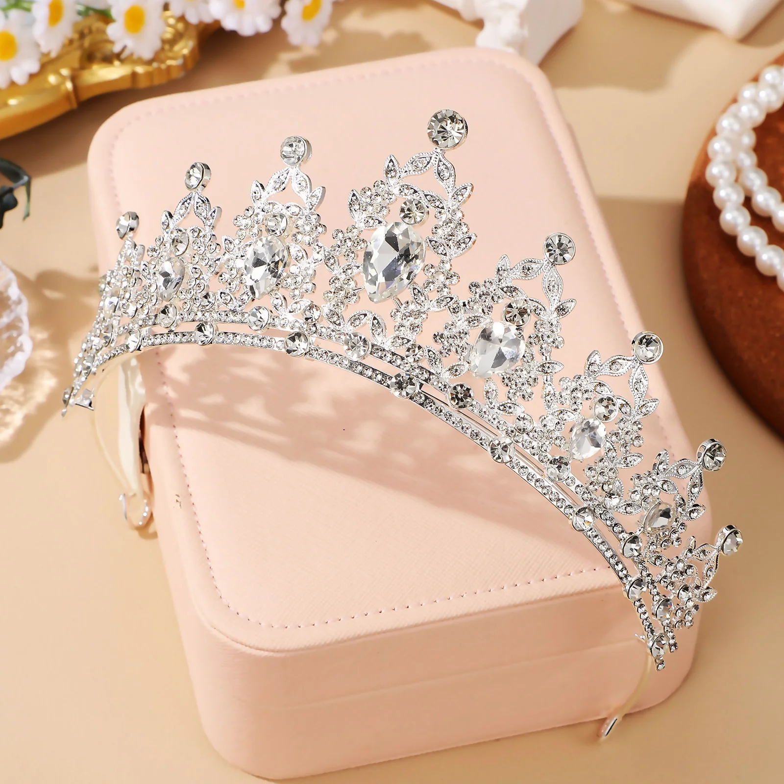 

Birthday Tiara Rhinestone Crown Alloy Bridal Hair Accessory Princess Headband Wedding Crowns for Women Hair Jewelry