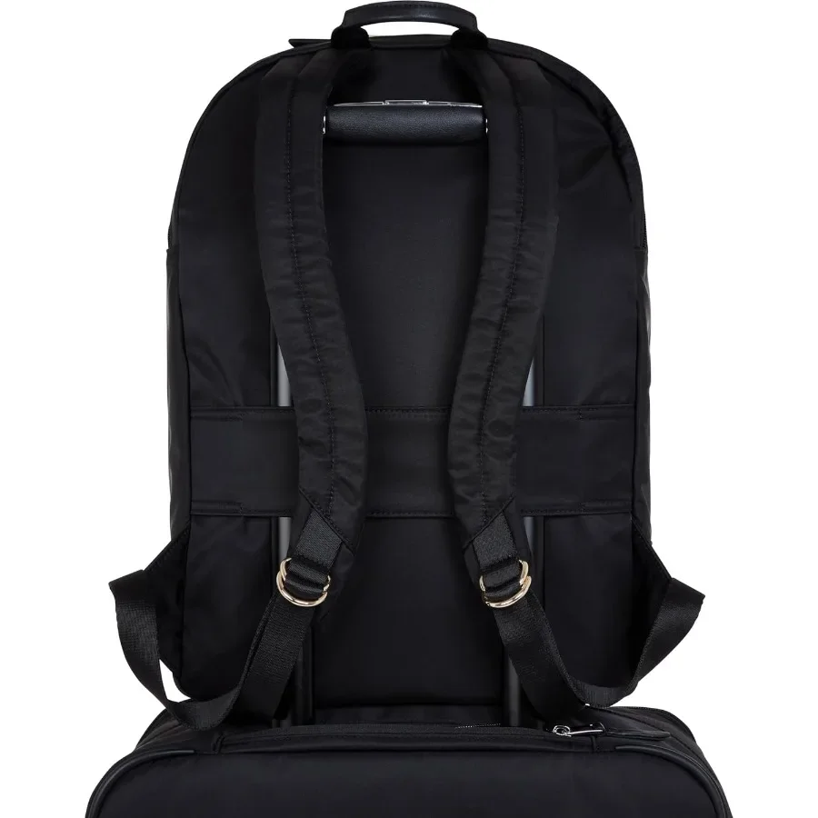 حقيبة ظهر للكمبيوتر المحمول مقاس 15.6 بوصة من KNOMO Beaufort للنساء، حقيبة ظهر كبيرة للسفر مع سحاب ذهبي أسود #5