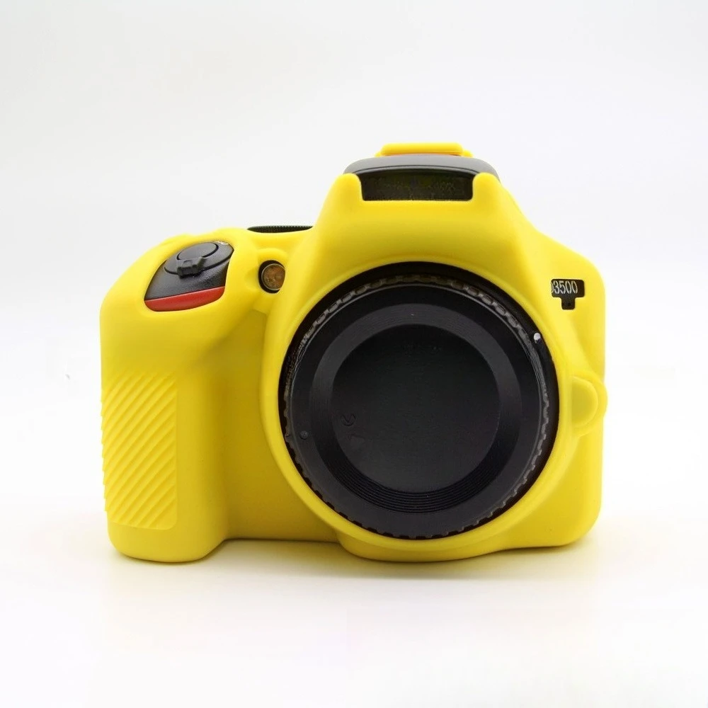 For Nikon D3500 SLR camera silicone cover, protective case camera bag soft anti-drop  anti-wear, anti-rub  + free tempered film