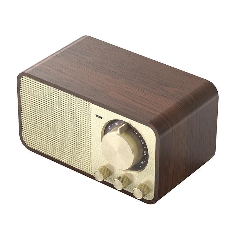 

Retro wooden Bluetooth speaker Portable outdoor retro radio subwoofer Creative plug-in mini sound equipment