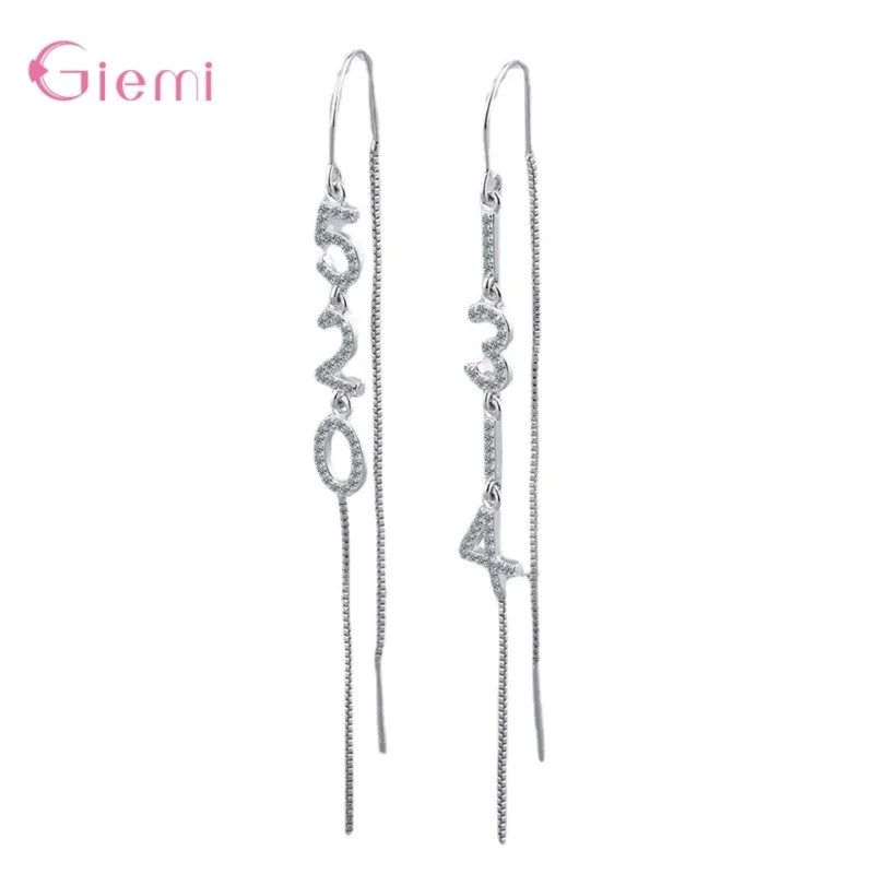 Figure Shape Dangle Ear 100% 925 Sterling Silver Long Chain Tassel Fashion Drop Earrings For Women Female Silver Jewelry