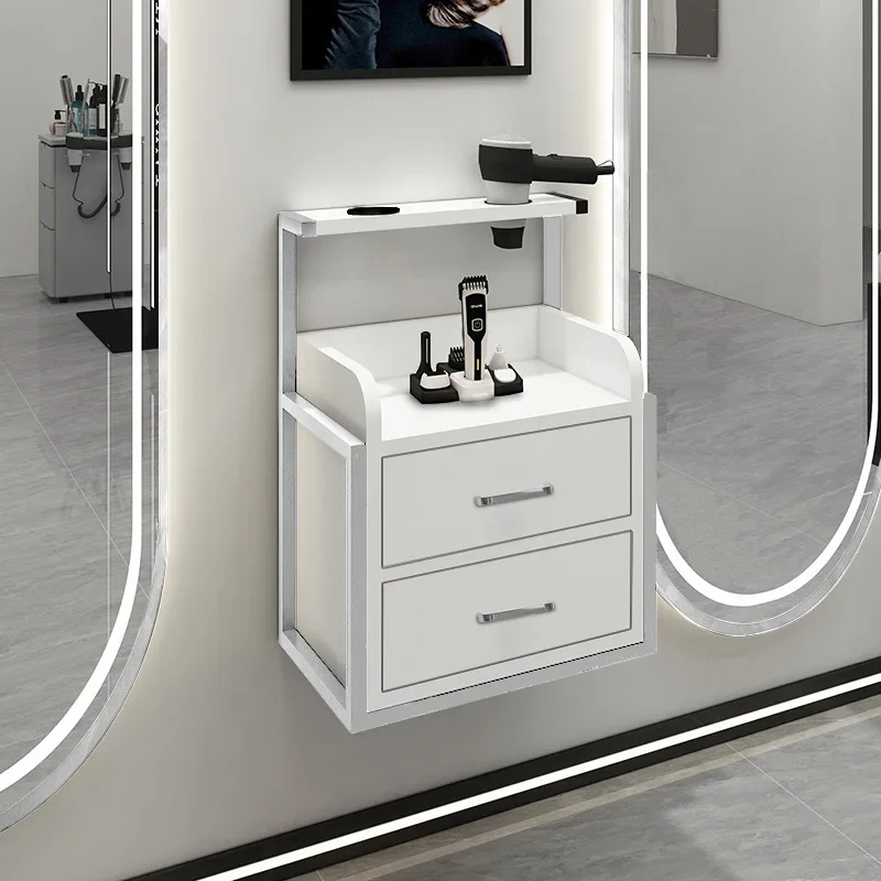 Modern wall-mounted salon furniture Living room Barber shop New hair salon station equipment with tool lockers