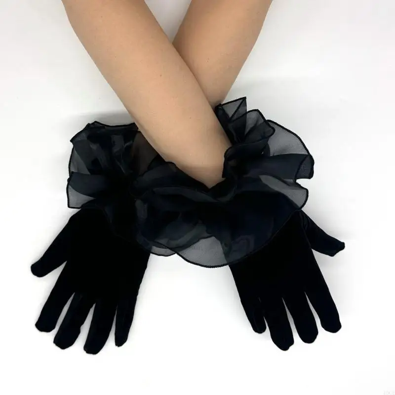 Popular Gloves Short Gloves Ruffle Lace Cuffs Handwear For Bridal Shower