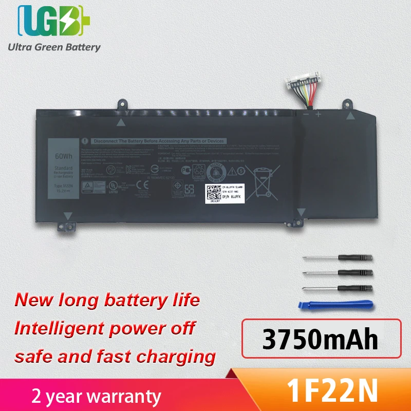 

UGB New 1F22N 15.2V 60WH XRGXX 11.4V 90WH Battery For DELL ALIENWARE 2018 orion M15 P82F G5 5590 G7 7590 06YV0V 0JJPFK P37E