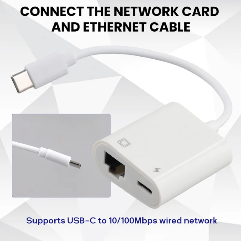 Type C OTG Ethernet Adapter USB C To RJ45 Ethernet LAN Wired Network Converter 100Mbs for Type C Mobile Phone Tablet