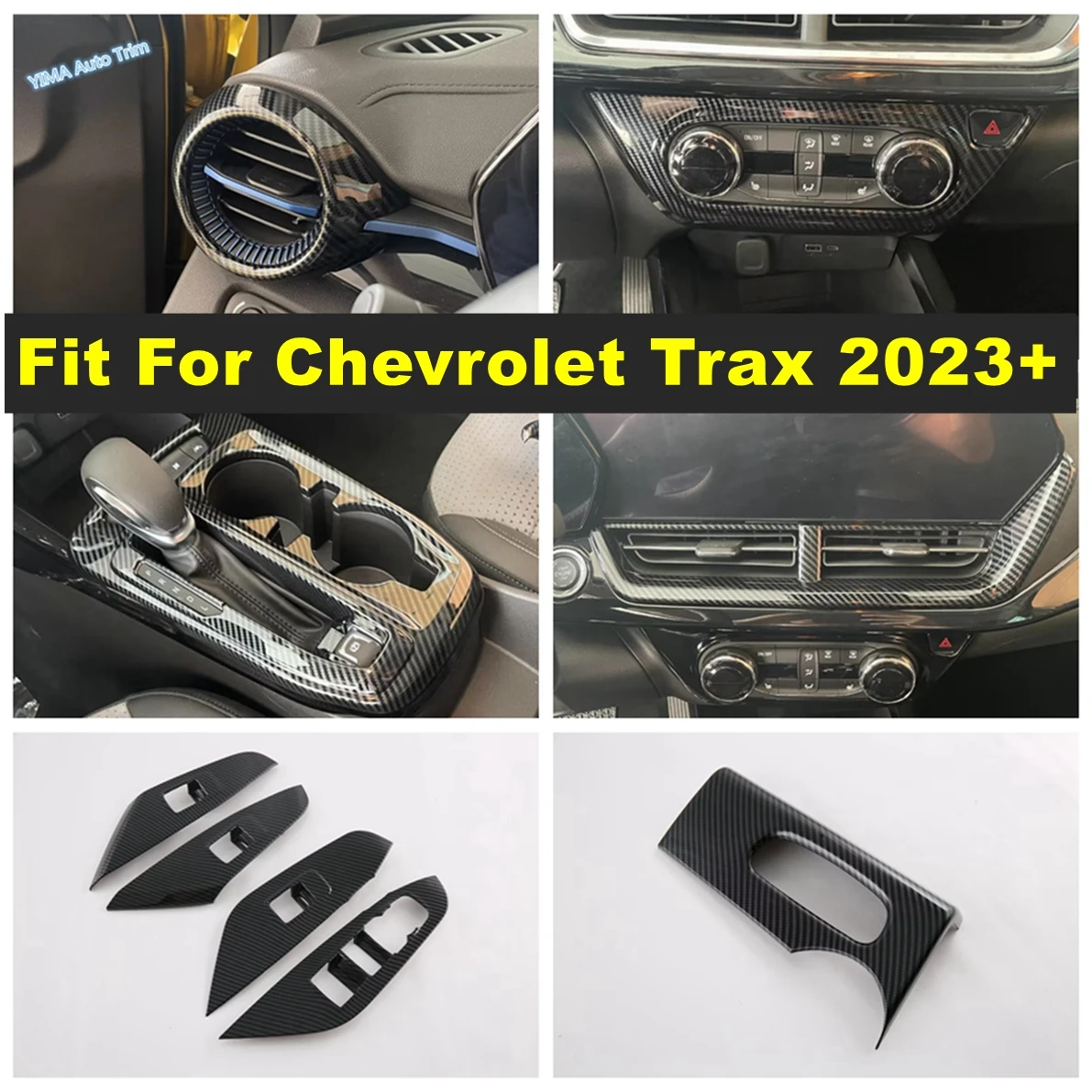 

Window Glass Lift / Headlight Switch / Air Conditioning Panel Cover Trim Fit For Chevrolet Trax 2023 2024 Carbon Fiber Accessory