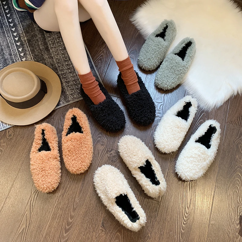

Flat Wool Shoes Fashion Round Toe Deep Mouth Fleece Warm Soft Sole Non-slip Cotton Shoes