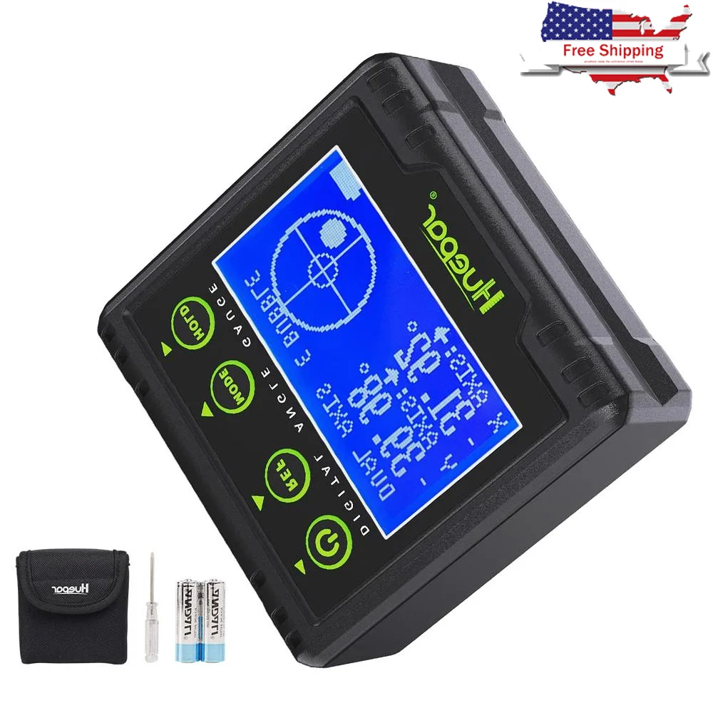 Digital Angle Gauge Protractor Electronic Bubble Level Dual Axis Box 0.01° Accuracy V-Groove Magnetic Base LCD Display Carpentry