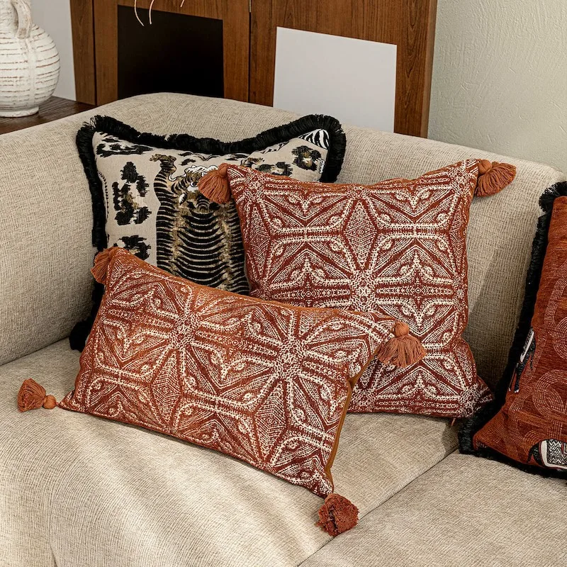 Luxury Tiger Elephant Pillow Orange Color Cushion Case Retro Square Decorative Pillow Cover For Sofa Chair Home Decorations