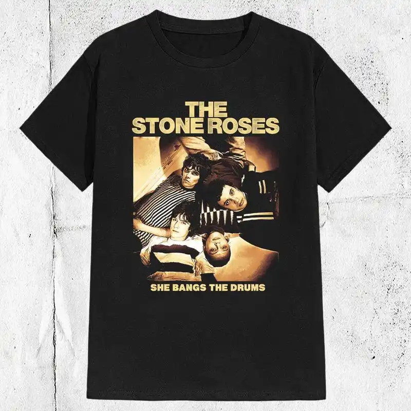80s 90s The Stone Roses Band T-shirt ,Graphic Short Sleeve Crew Neck Cotton T-Shirt