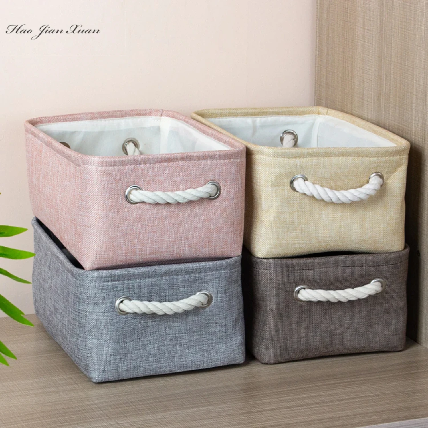 Soft Cotton Linen Folding Storage Baskets for Kids Toys, Organizer for Clothes and Sundries, Cabinet Storage Bag, Laundry Basket